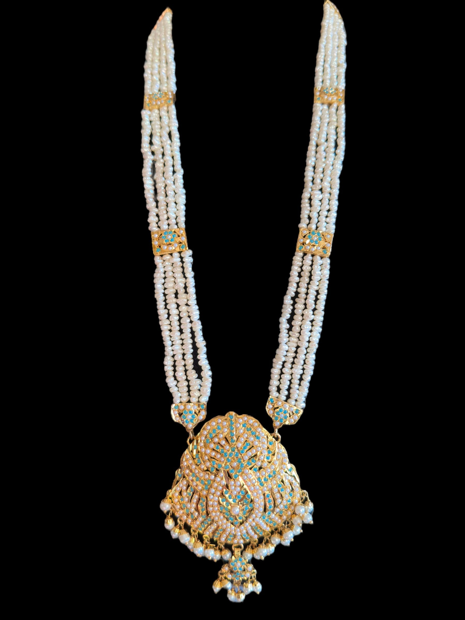 LN207 Rani haar with fresh water pearls in turquoise ( SHIPS IN 4 WEEKS )