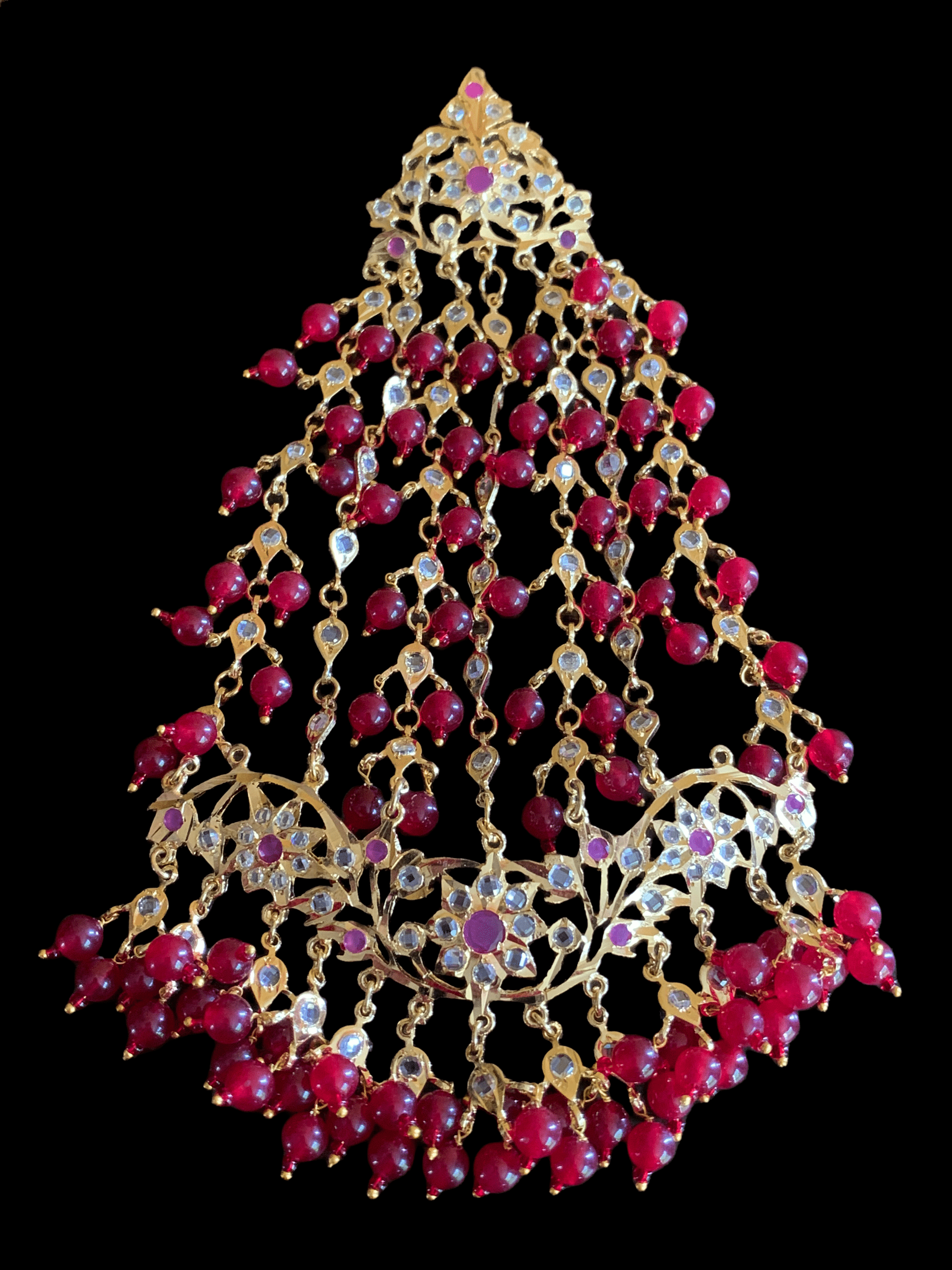 JTK26 Hira Bridal jhoomar and tika in rubies ( SHIPS IN 2 WEEKS )