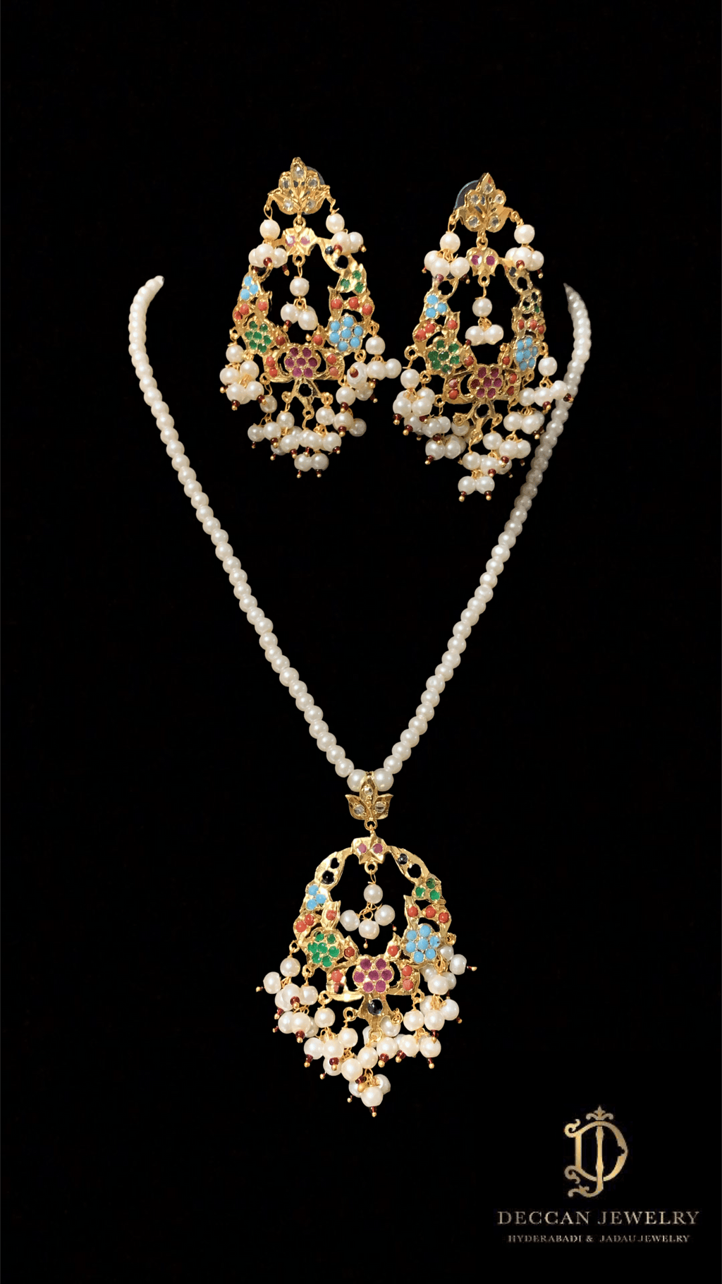 PS356 Madhuri navratan pendant set ( READY TO SHIP )