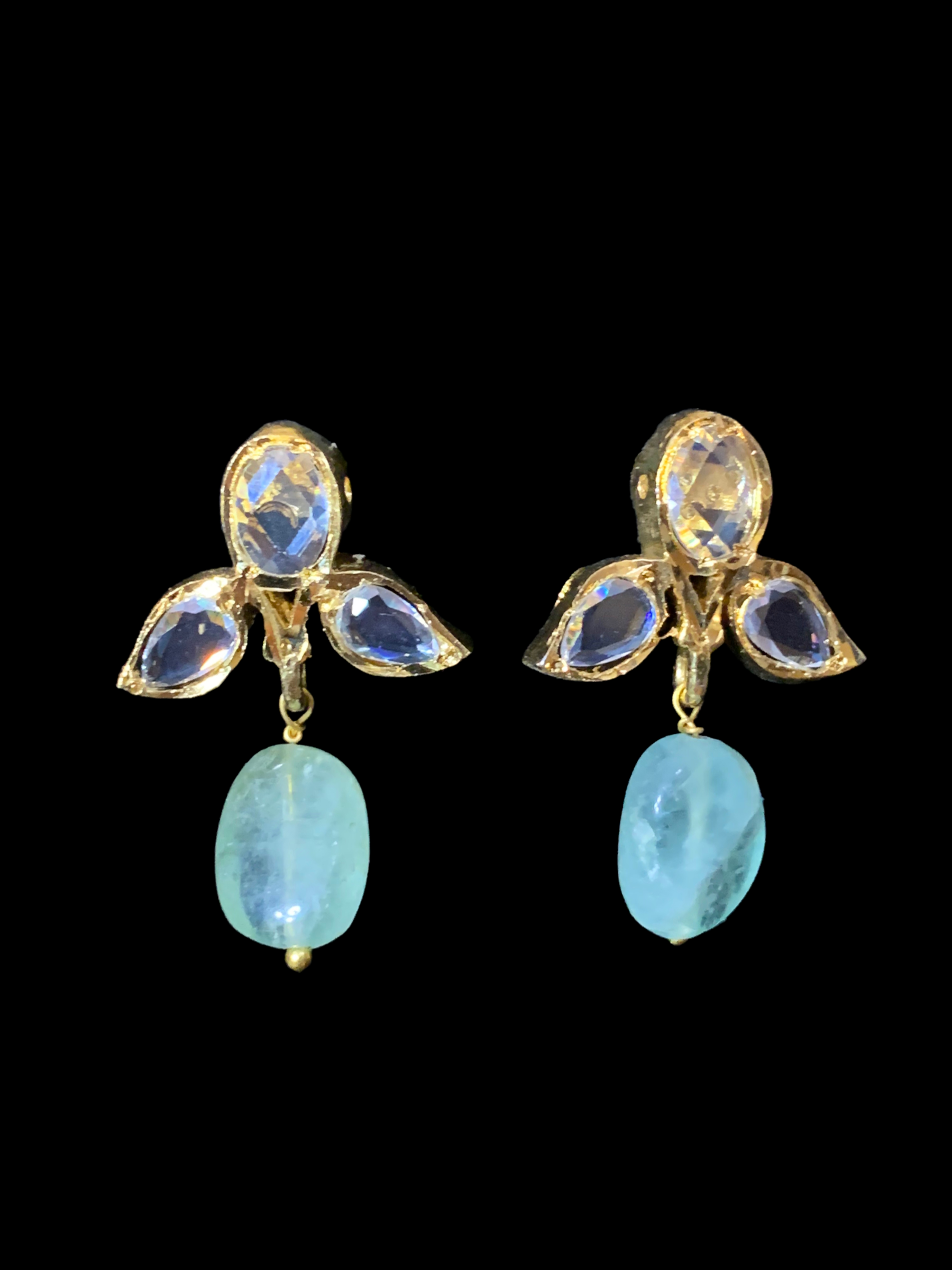 ZAFRIN gold plated silver necklace set in emerald beads  ( SHIPS IN 4 WEEKS )