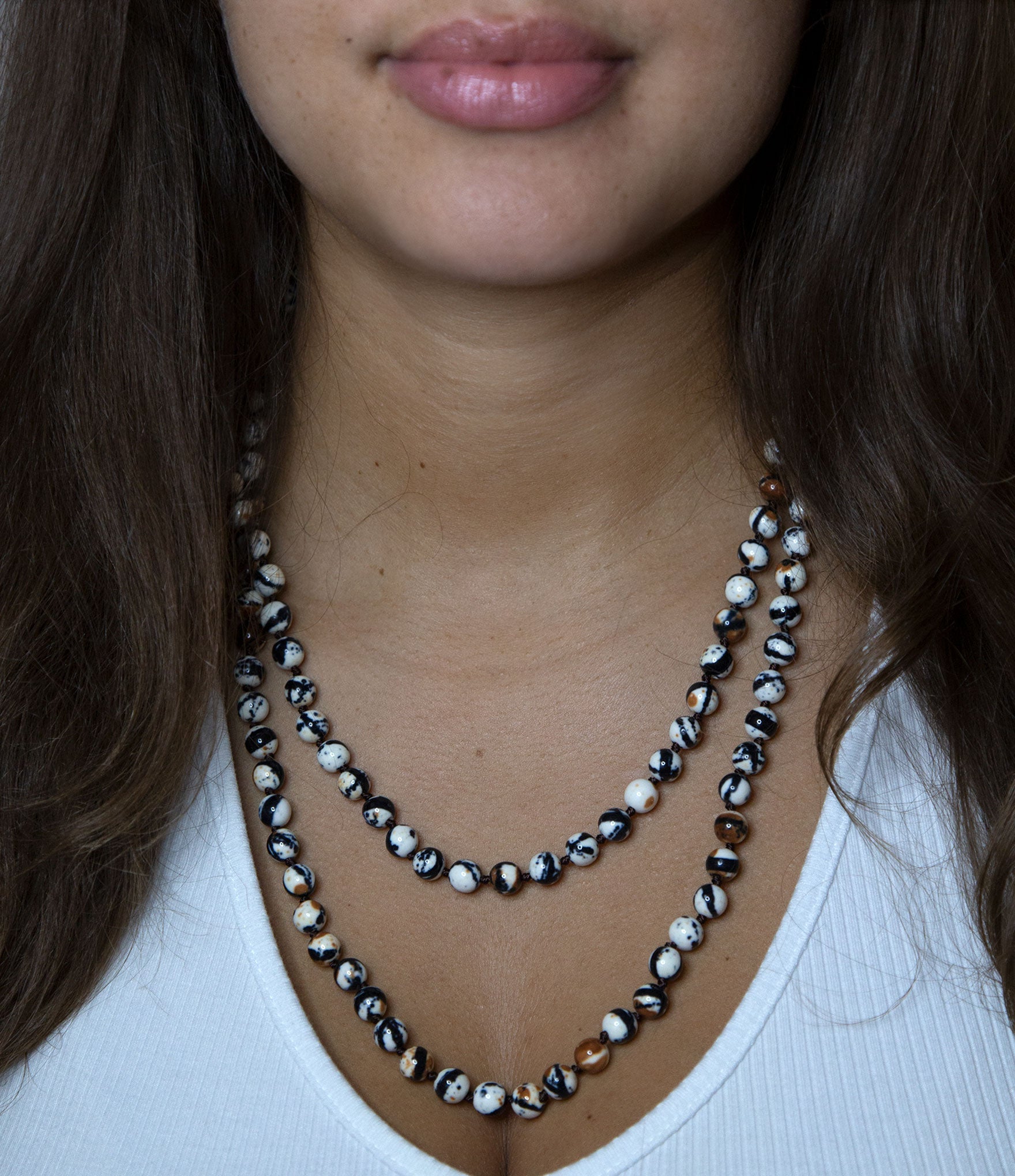Immeasurable Jasper Black and White Wrap Necklace