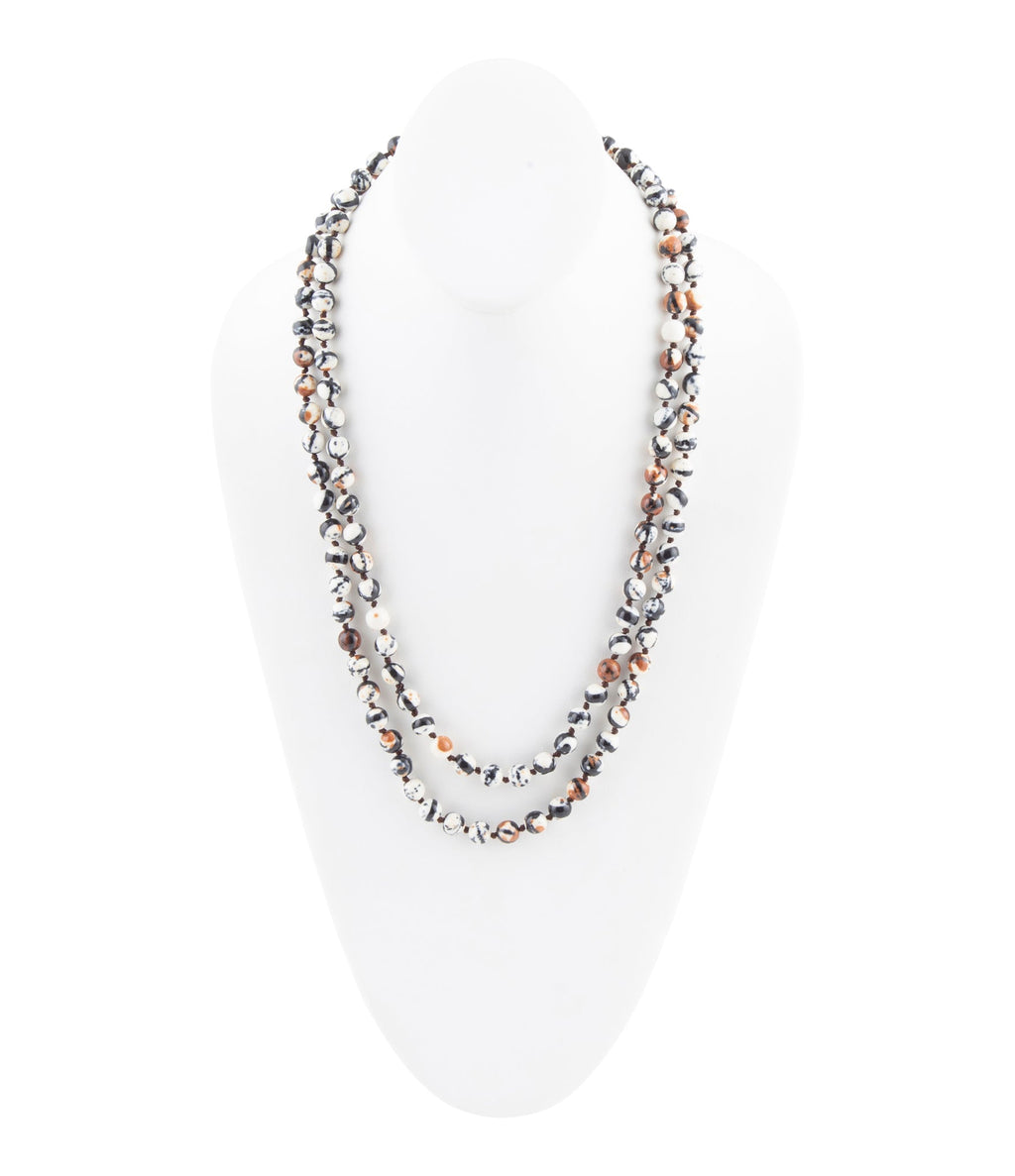 Immeasurable Jasper Black and White Wrap Necklace