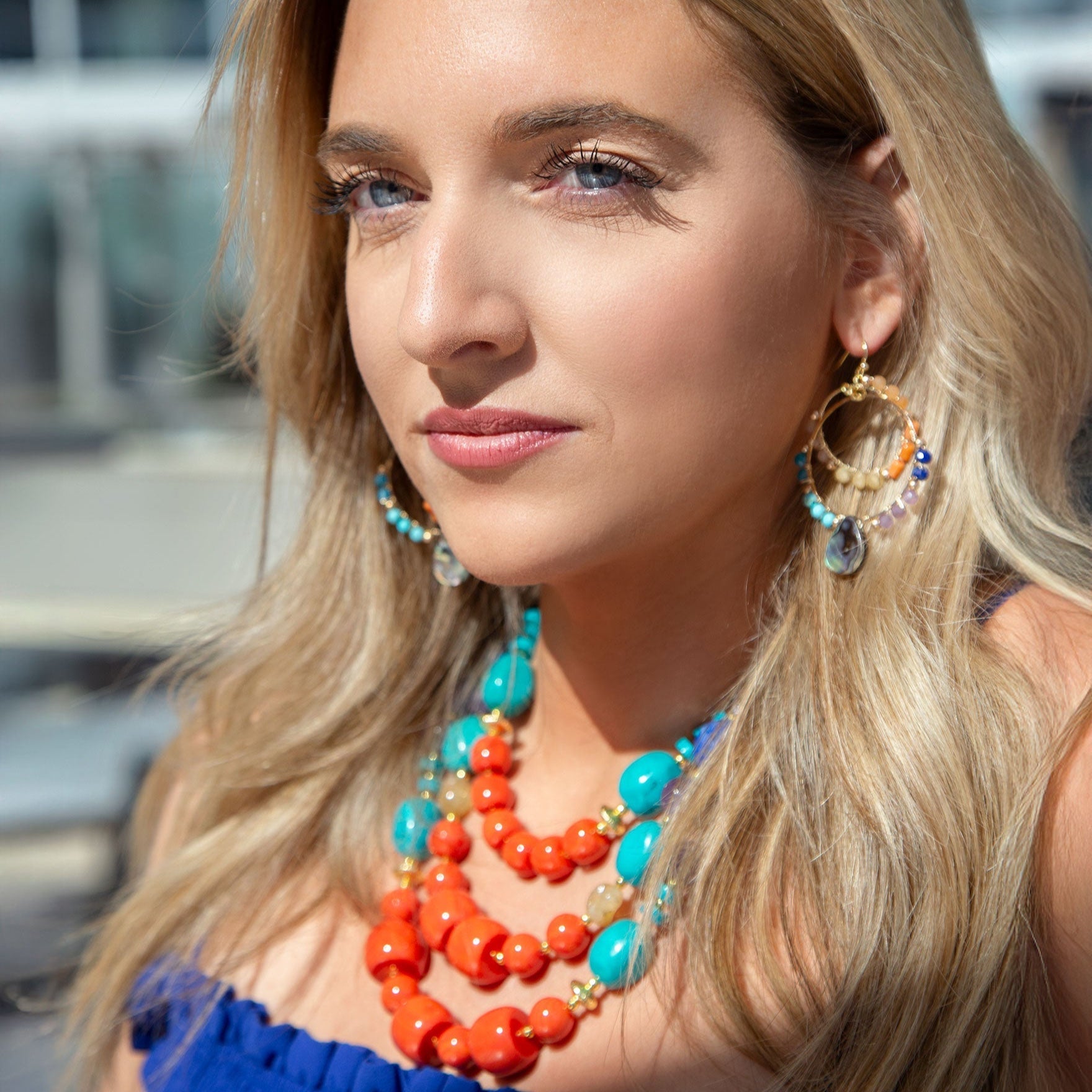 Kaleidoscope Multistone Golden Chandelier Earrings