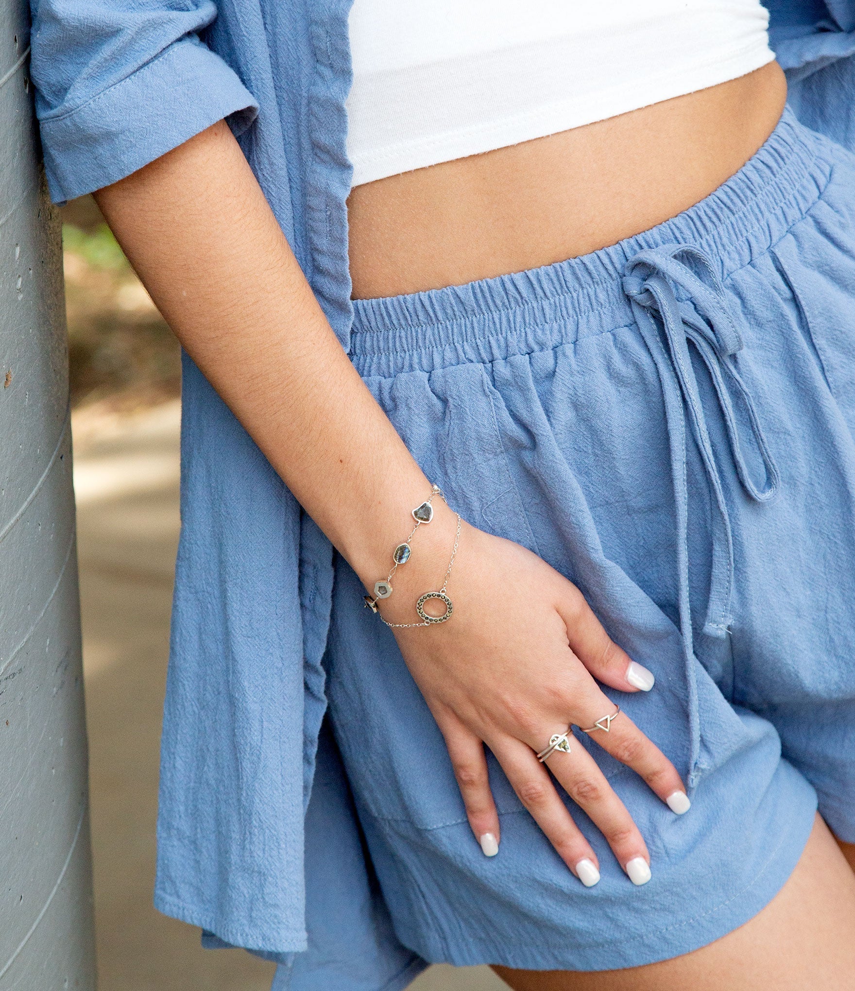 Labradorite and Sterling Silver Line Bracelet