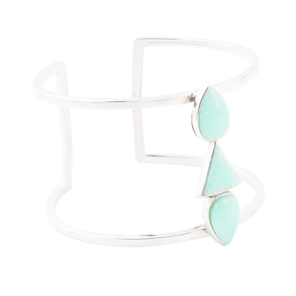 Lahana Green Chrysoprase Sterling Silver Statement Cuff Bracelet