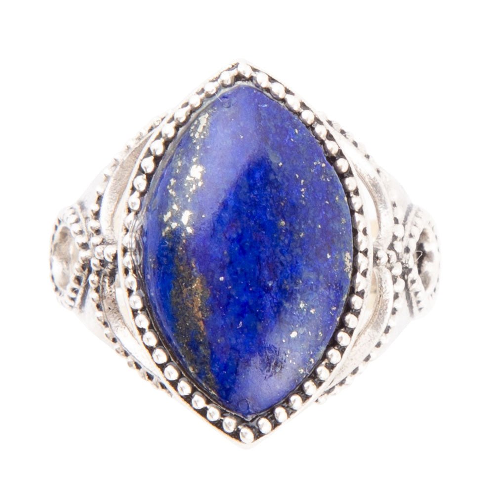 Blue Lapis and Sterling Silver Marquis Ring