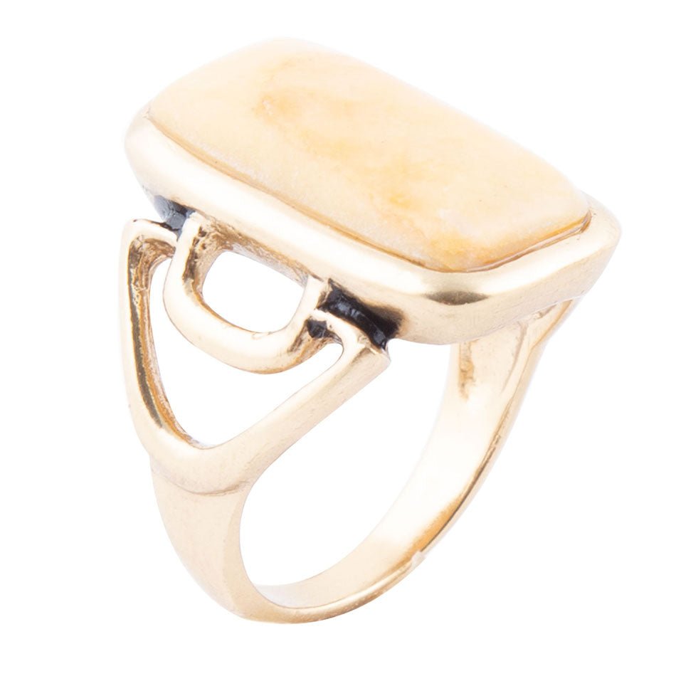 Luster Yellow Agate Golden Statement Ring