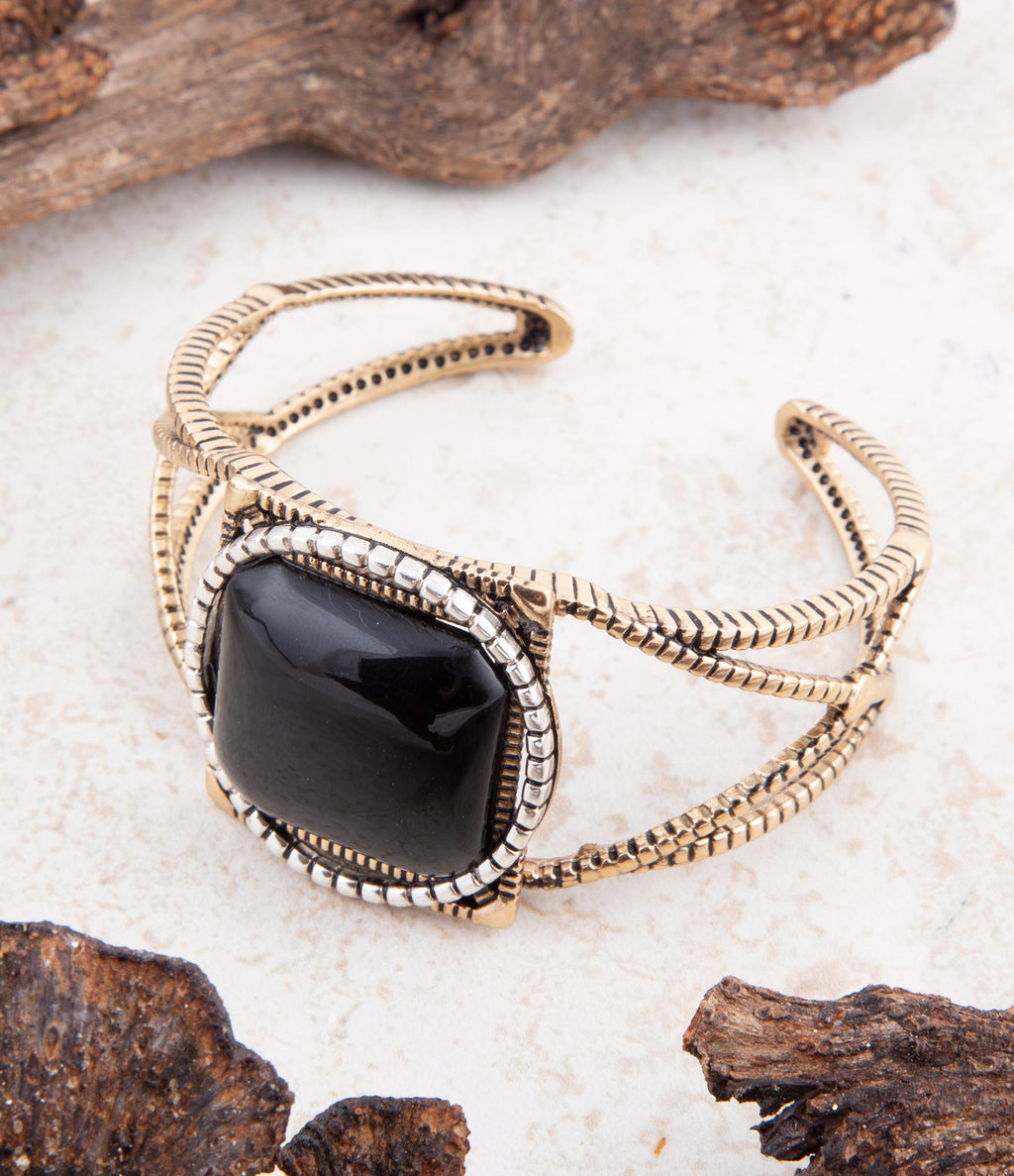 Onyx Mixed Metal Golden Cuff Bracelet