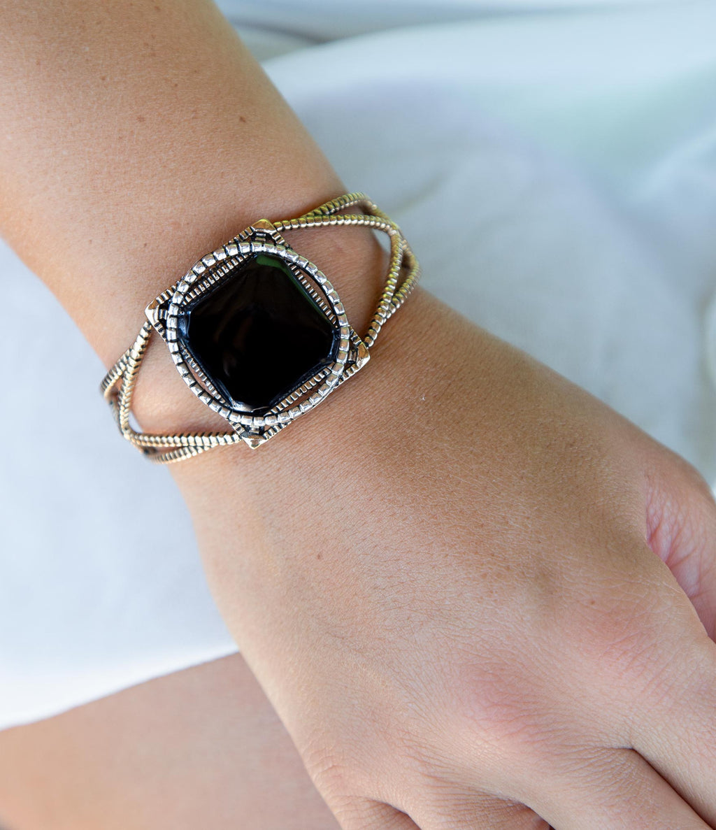 Onyx Mixed Metal Golden Cuff Bracelet
