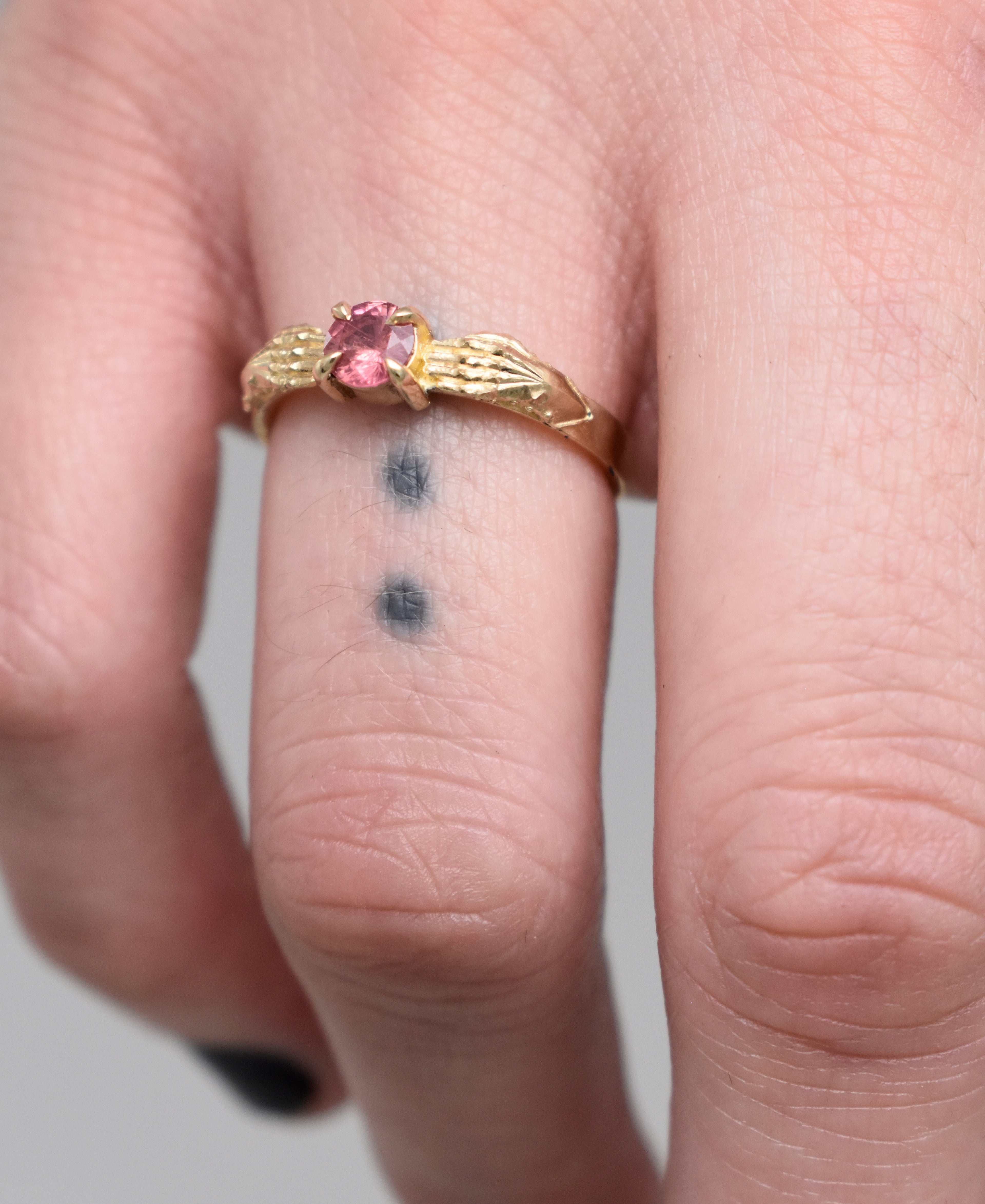 Stronghold Ring with Padparadscha Sapphire