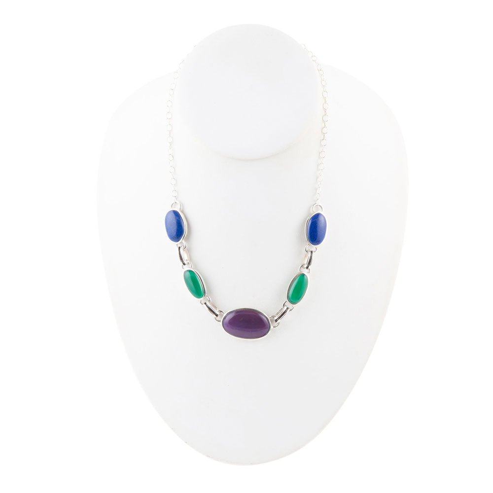 Peacock Purple Agate Multistone Necklace