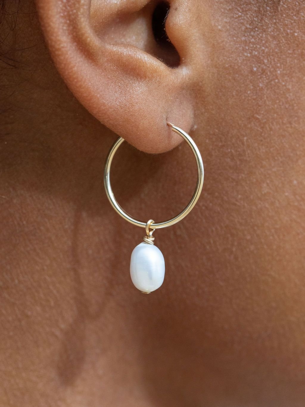 Pearl Gold Hoop Earrings - Keilani