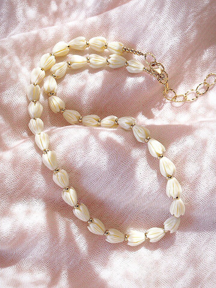 Gold and Carved Pikake Necklace - Aloalo