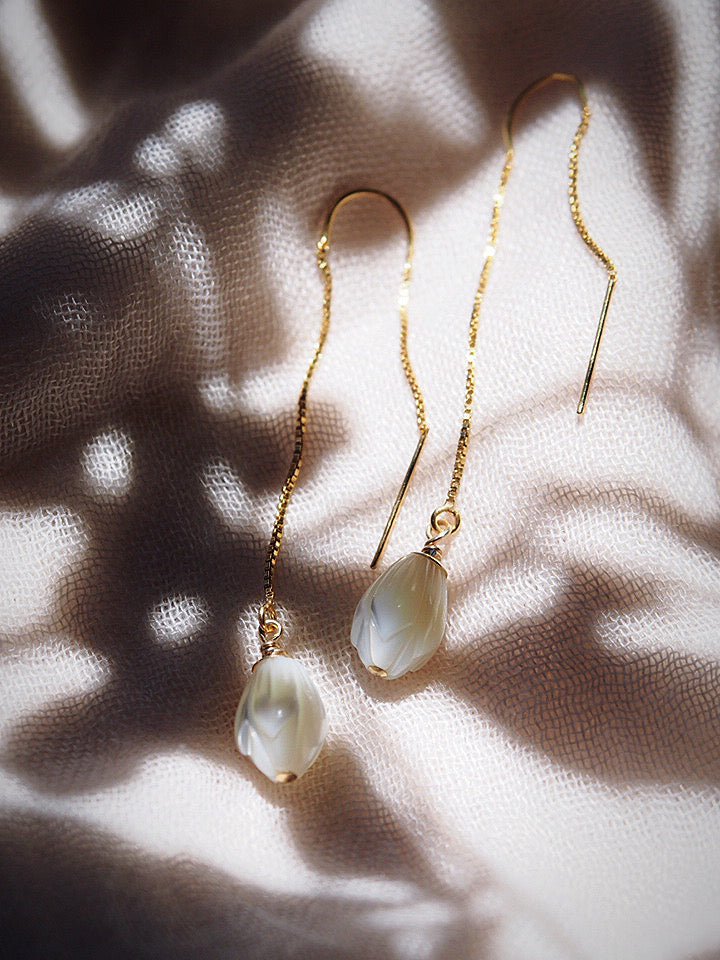 Pikake Flower Pearl Threader Earrings - Leimana