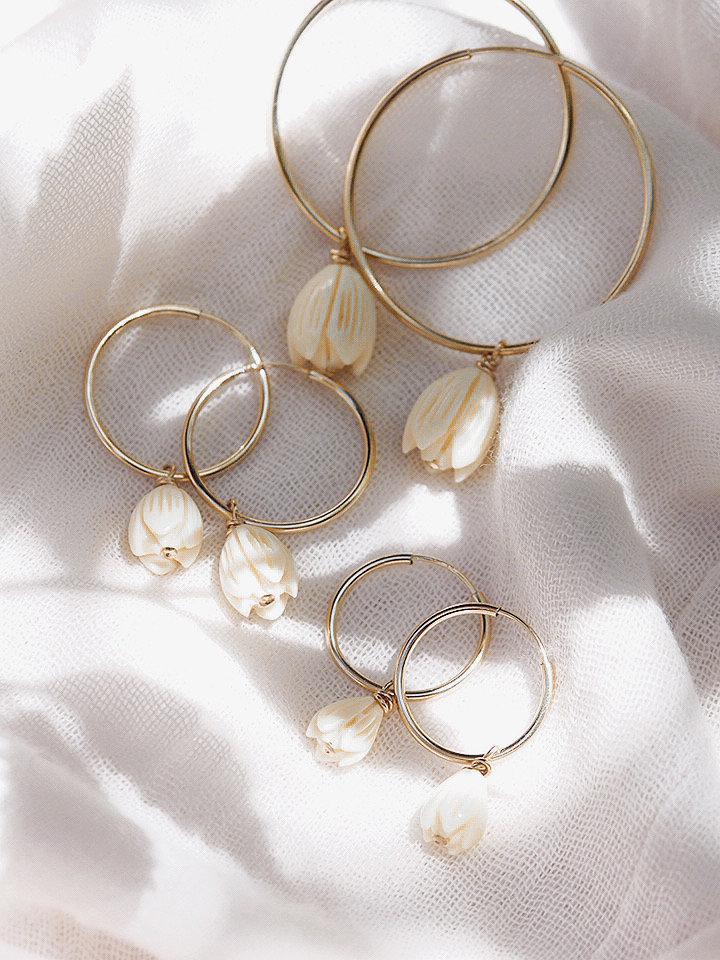 Pikake Gold Hoop Earrings - Pikake
