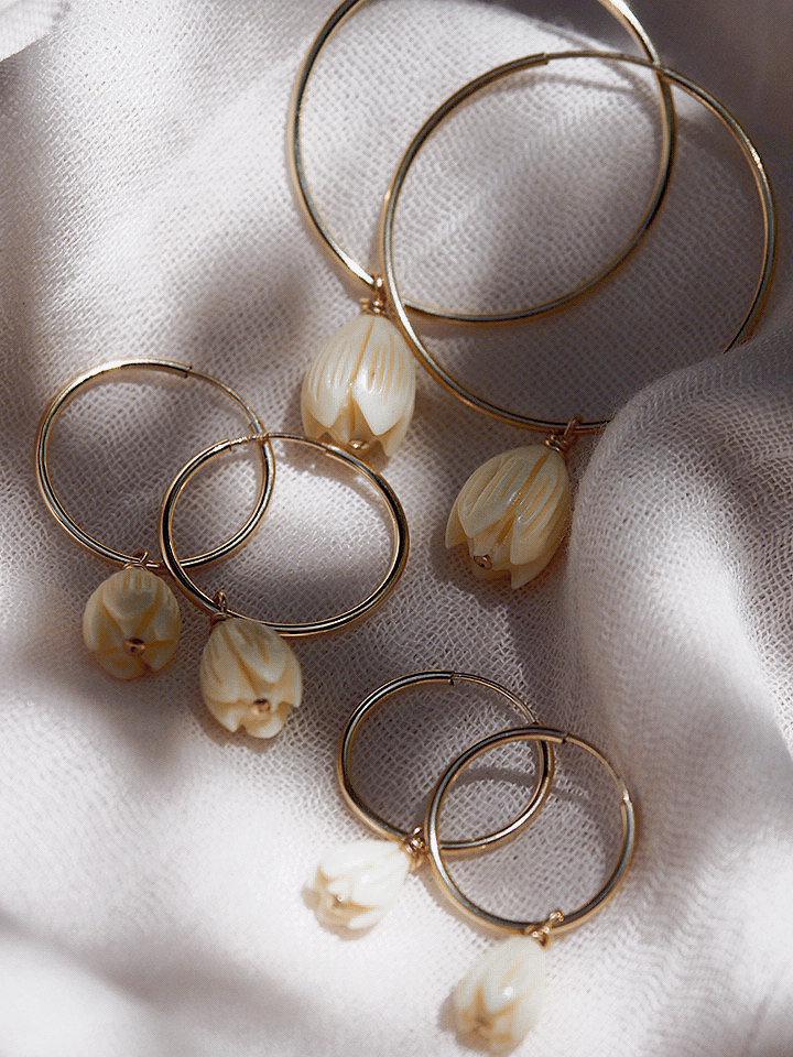 Pikake Gold Hoop Earrings - Pikake