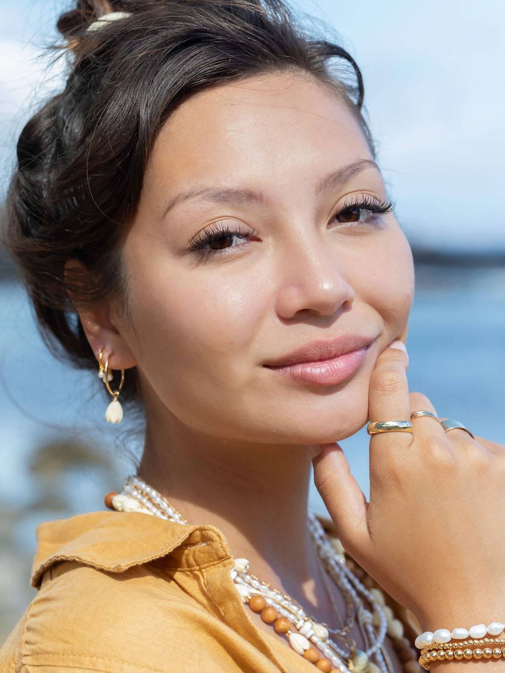 Pikake Gold Hoop Earrings - Pikake