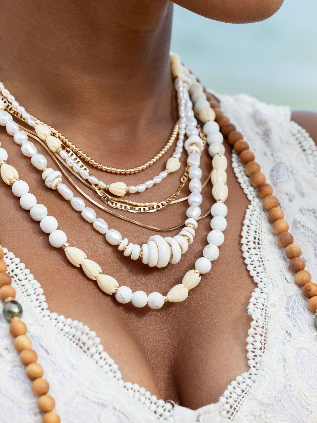 Pikake Gold Pearl Bead Necklace - Mele