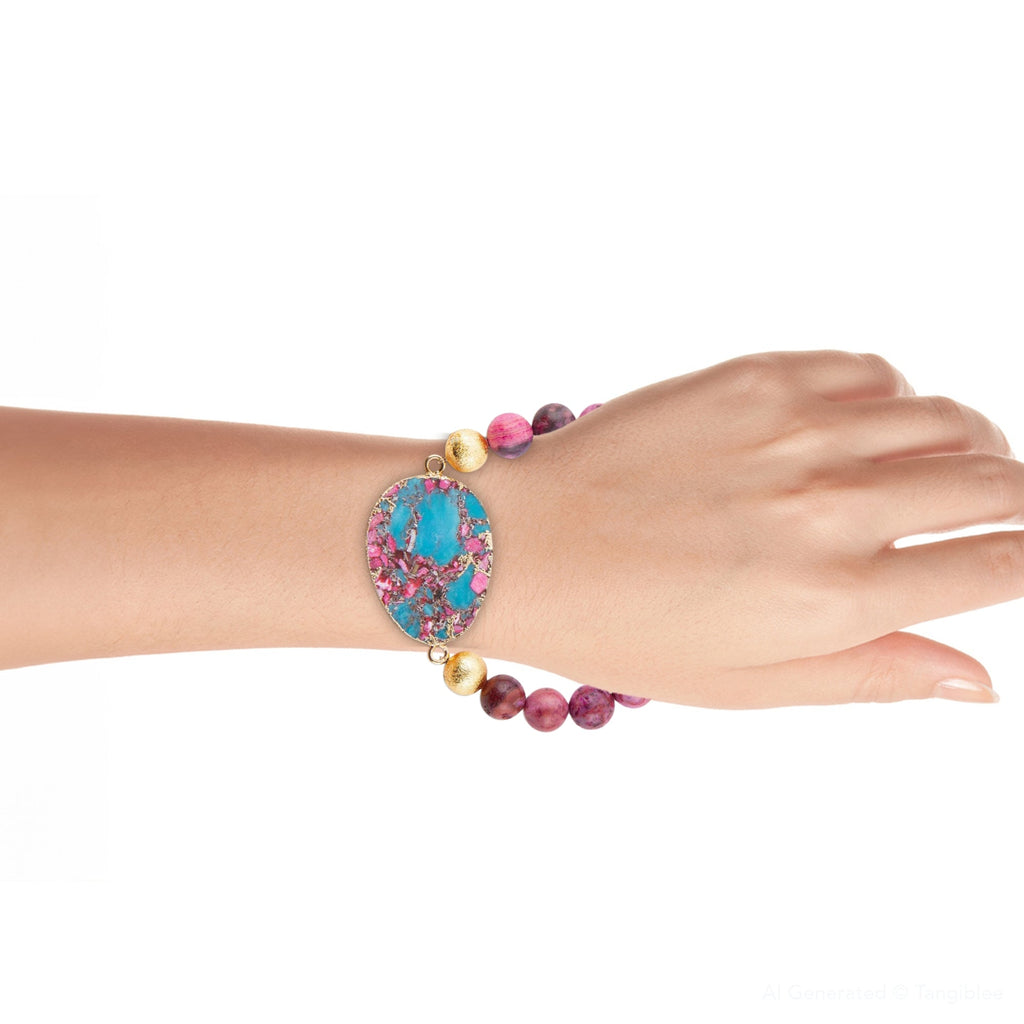 Pink Magenta Dreams Agate Slab Stretch Bracelet