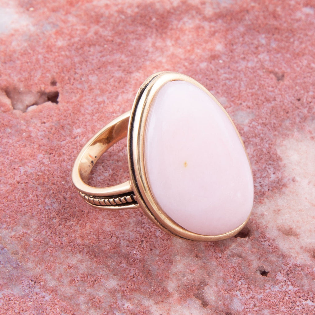 Pink Opal Golden Statement Ring