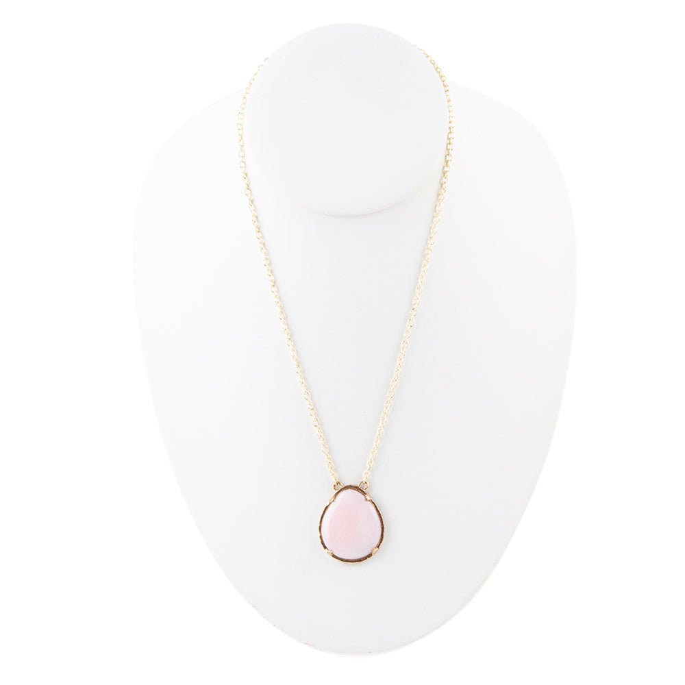 Pink Opal Teardrop Golden Necklace