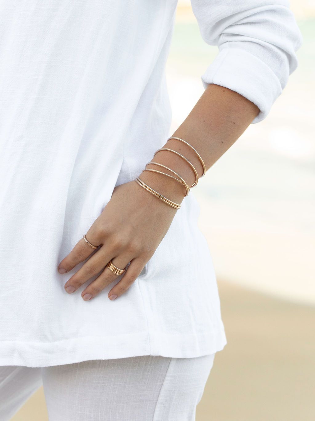 Plain Bold Gold Cuff Bracelet - Maui