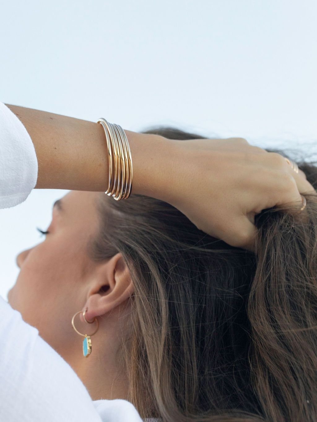 Plain Bold Gold Cuff Bracelet - Maui