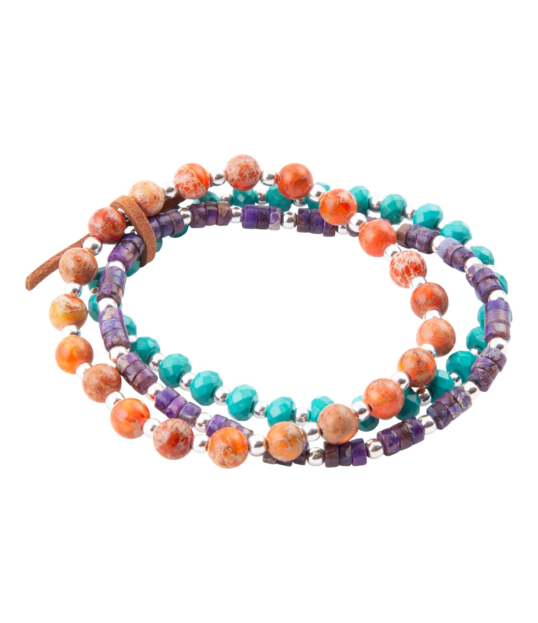 Prescott Blue Magnesite Purple and Orange Bracelet Set