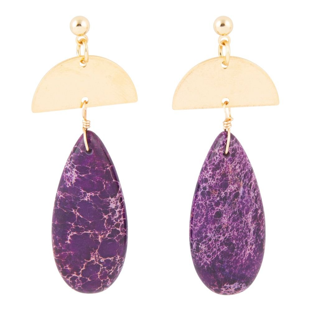 Prescott Purple Jasper Golden Drop Earrings