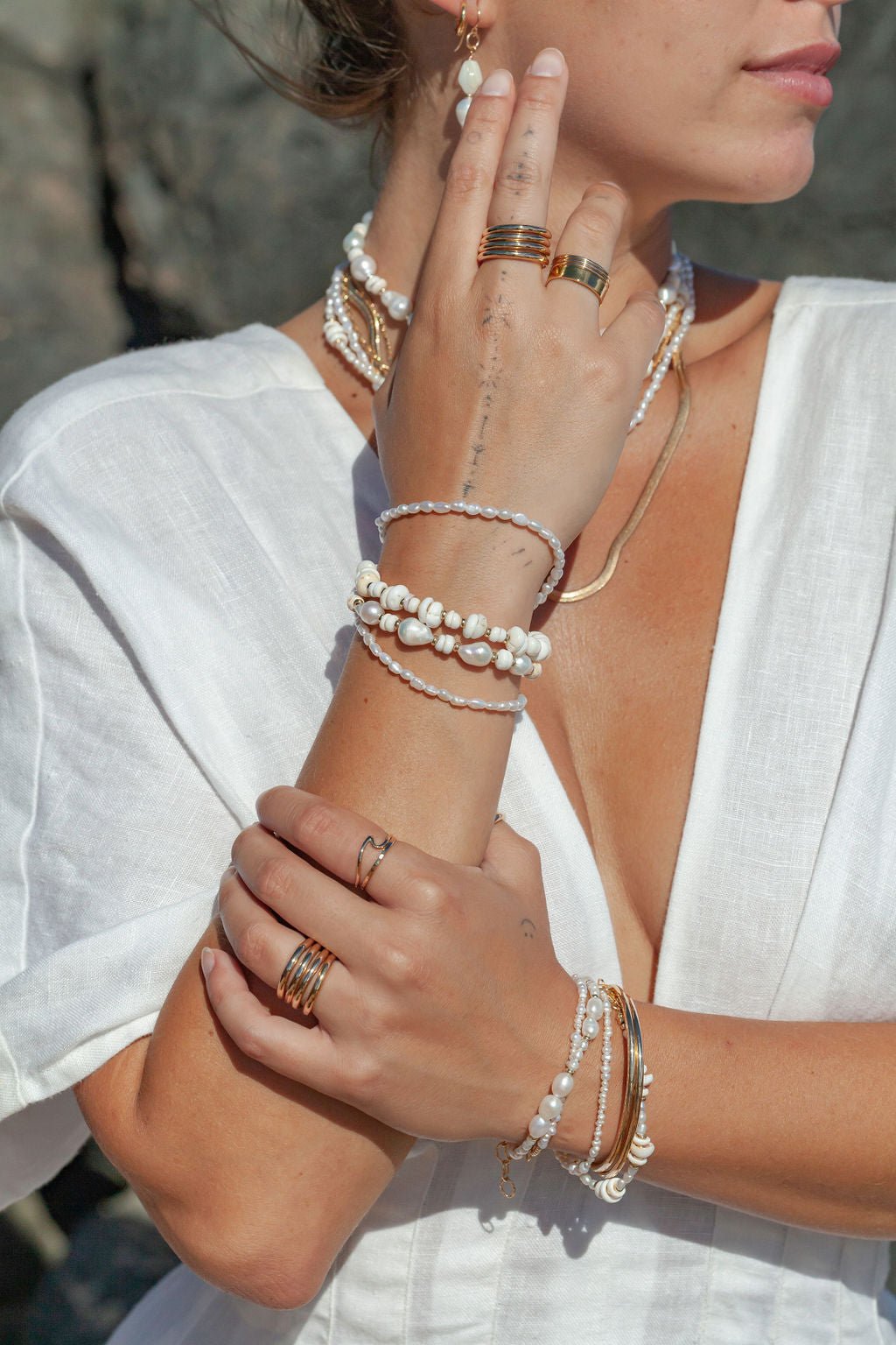 Gold Puka Baroque Pearl Bracelet - Kakahi