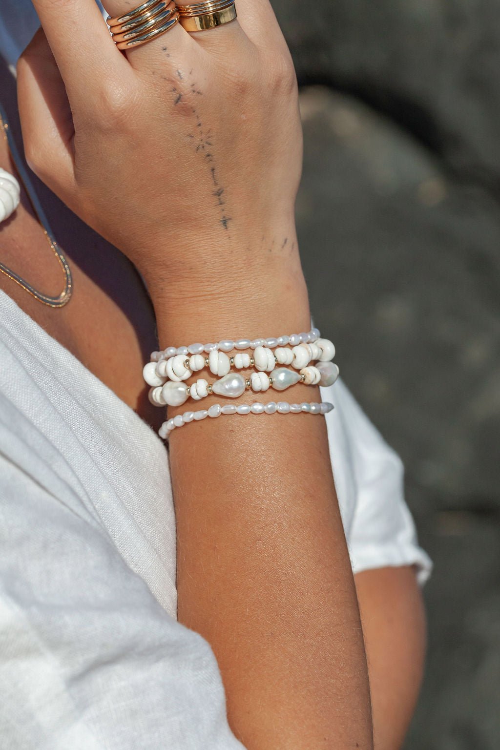 Gold Puka Baroque Pearl Bracelet - Kakahi