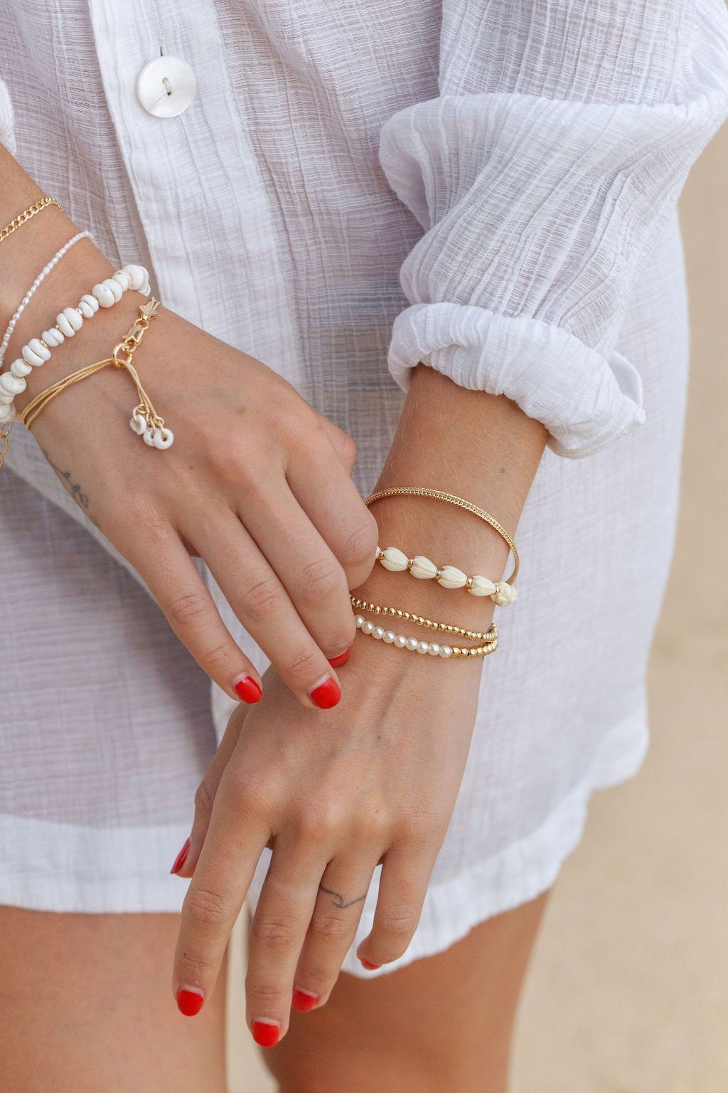 Puka Shell Bracelet - Gold Kahale