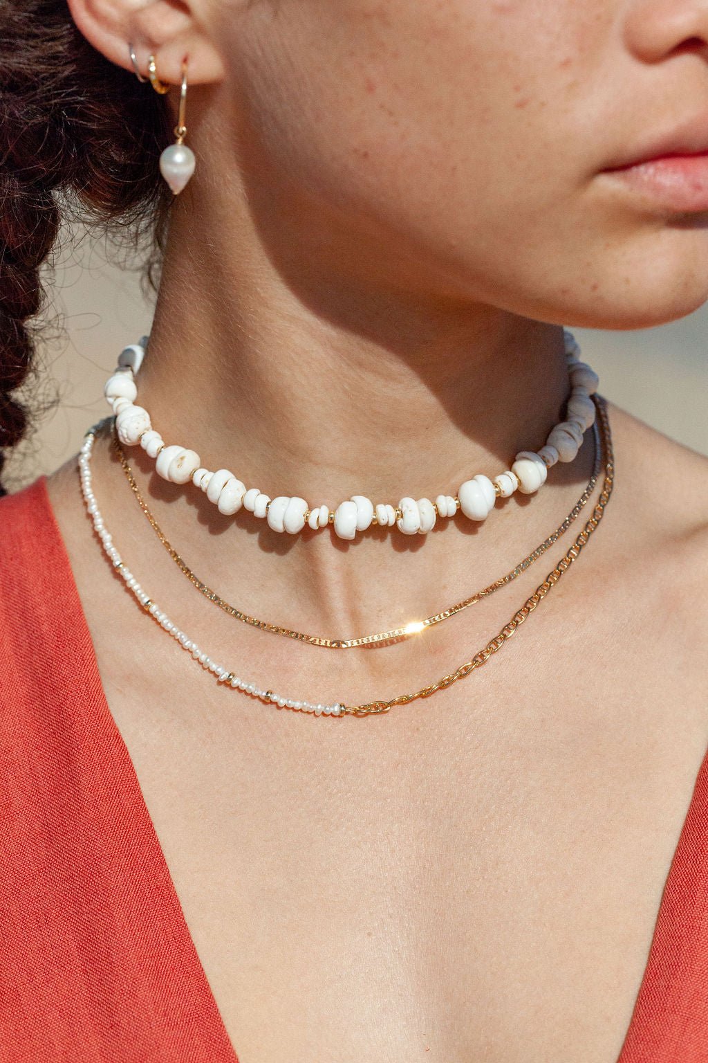 Puka Shell Choker Necklace - Gold Keone