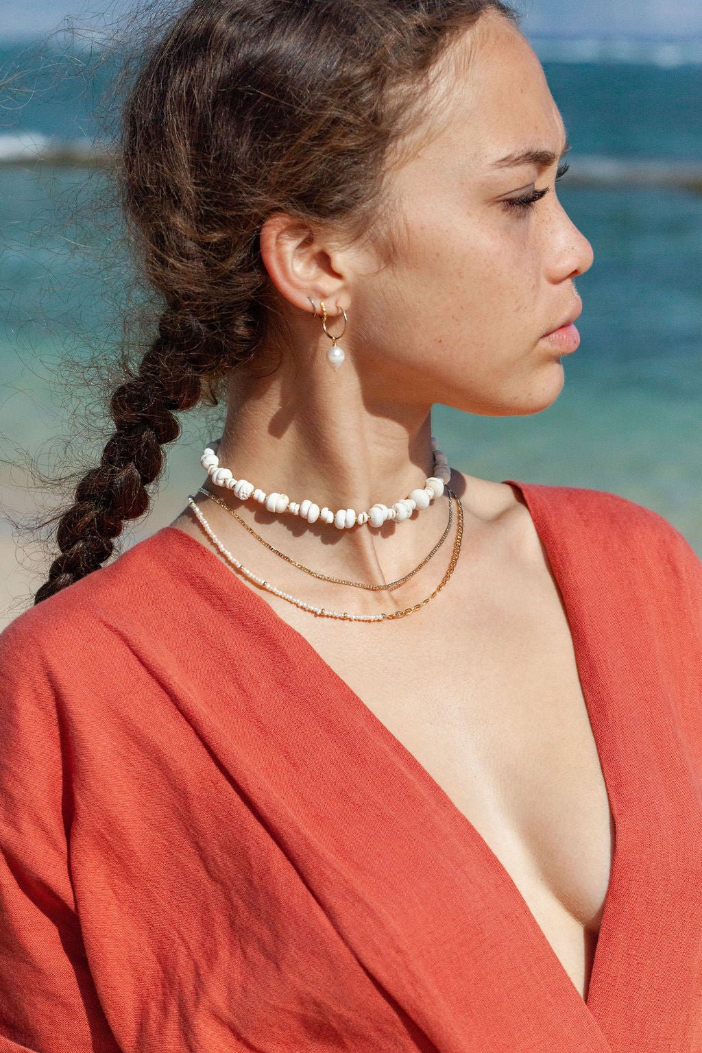 Puka Shell Choker Necklace - Gold Keone