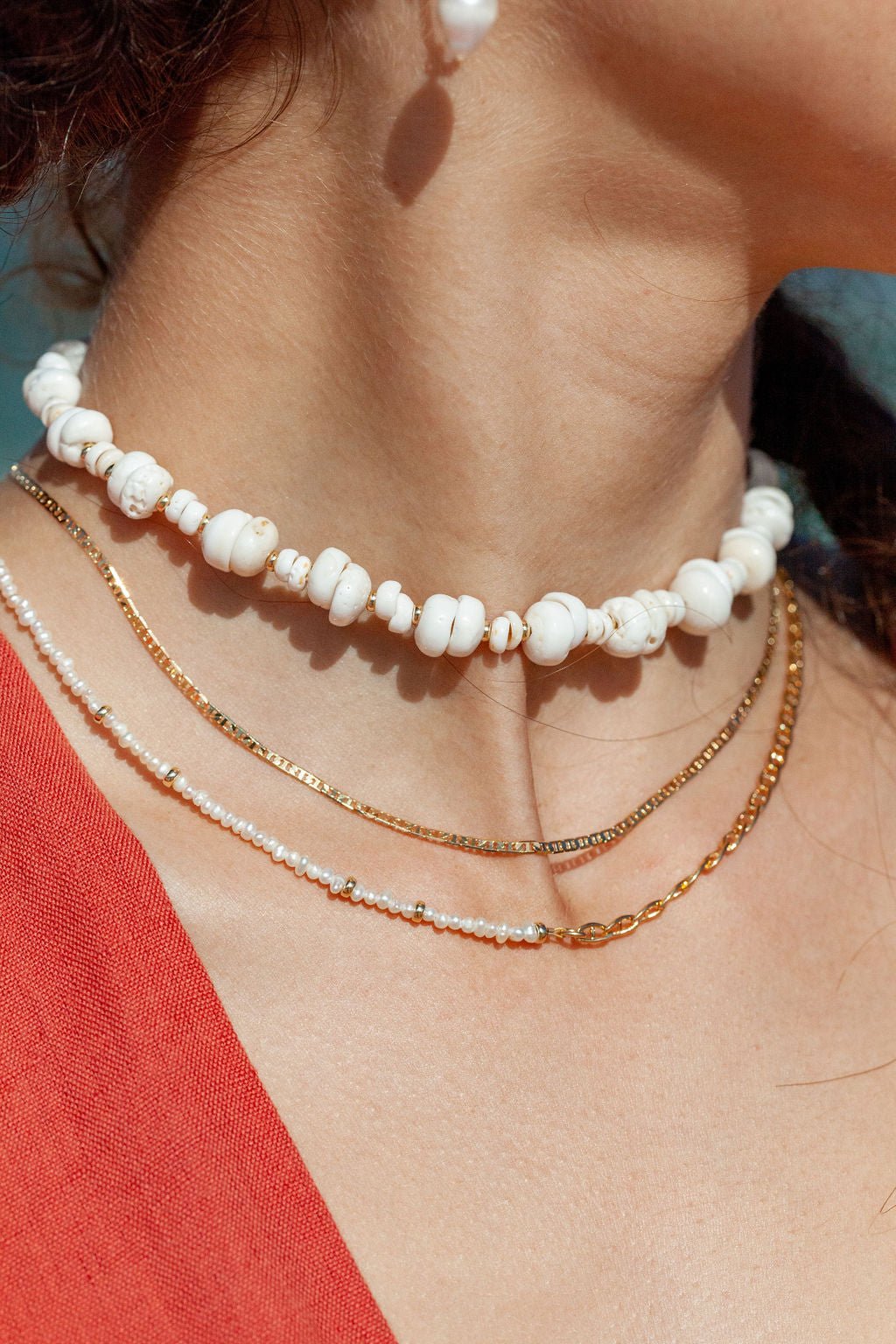 Puka Shell Choker Necklace - Gold Keone
