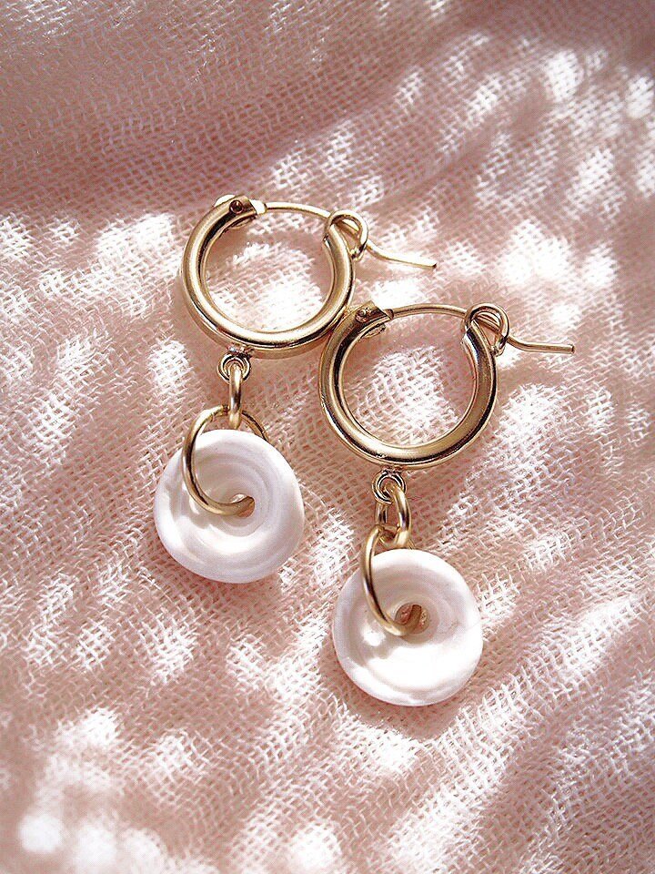 Gold Puka Shell Hoop Earrings - Kahale