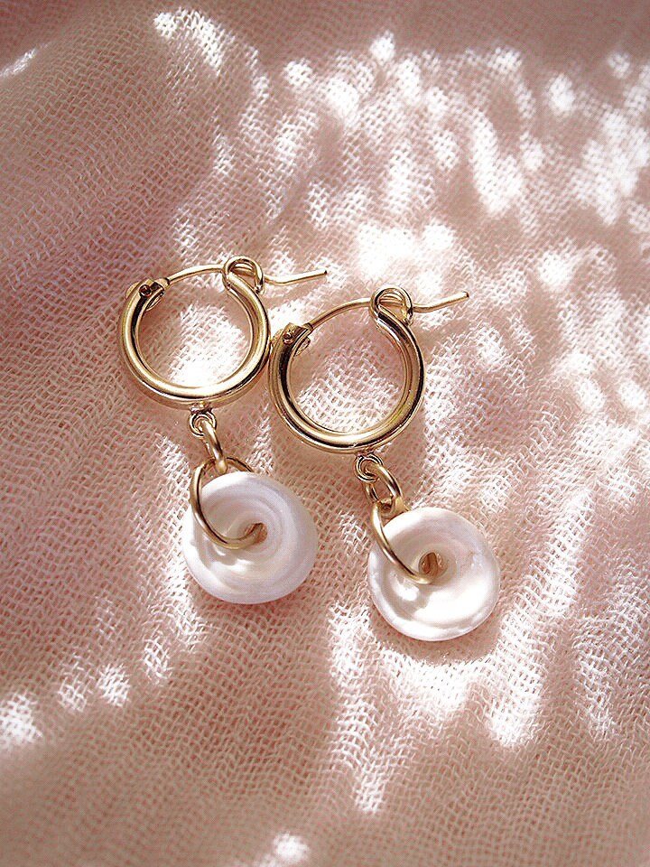 Gold Puka Shell Hoop Earrings - Kahale