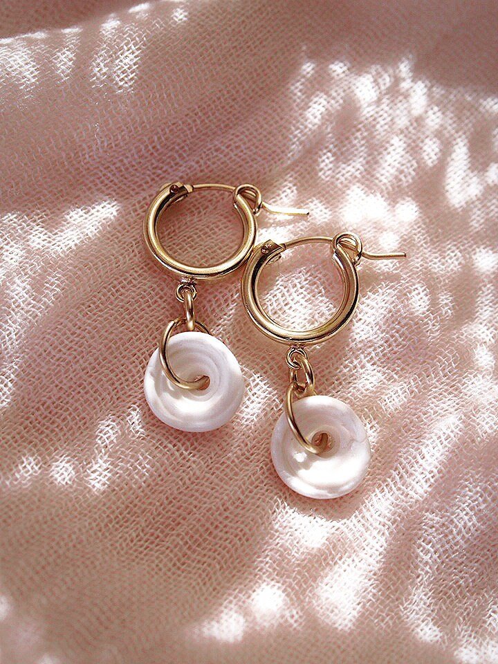 Gold Puka Shell Hoop Earrings - Kahale