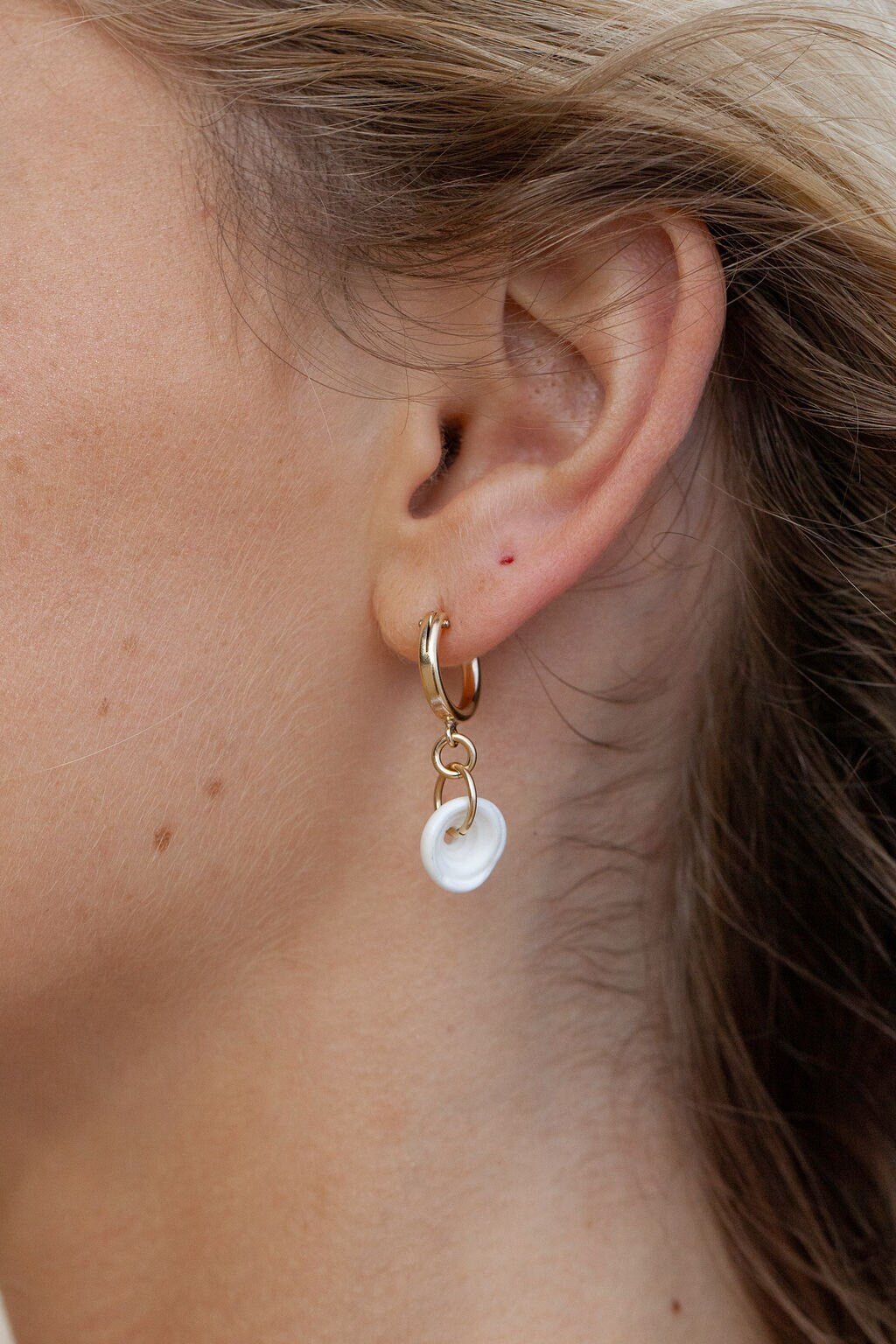 Gold Puka Shell Hoop Earrings - Kahale