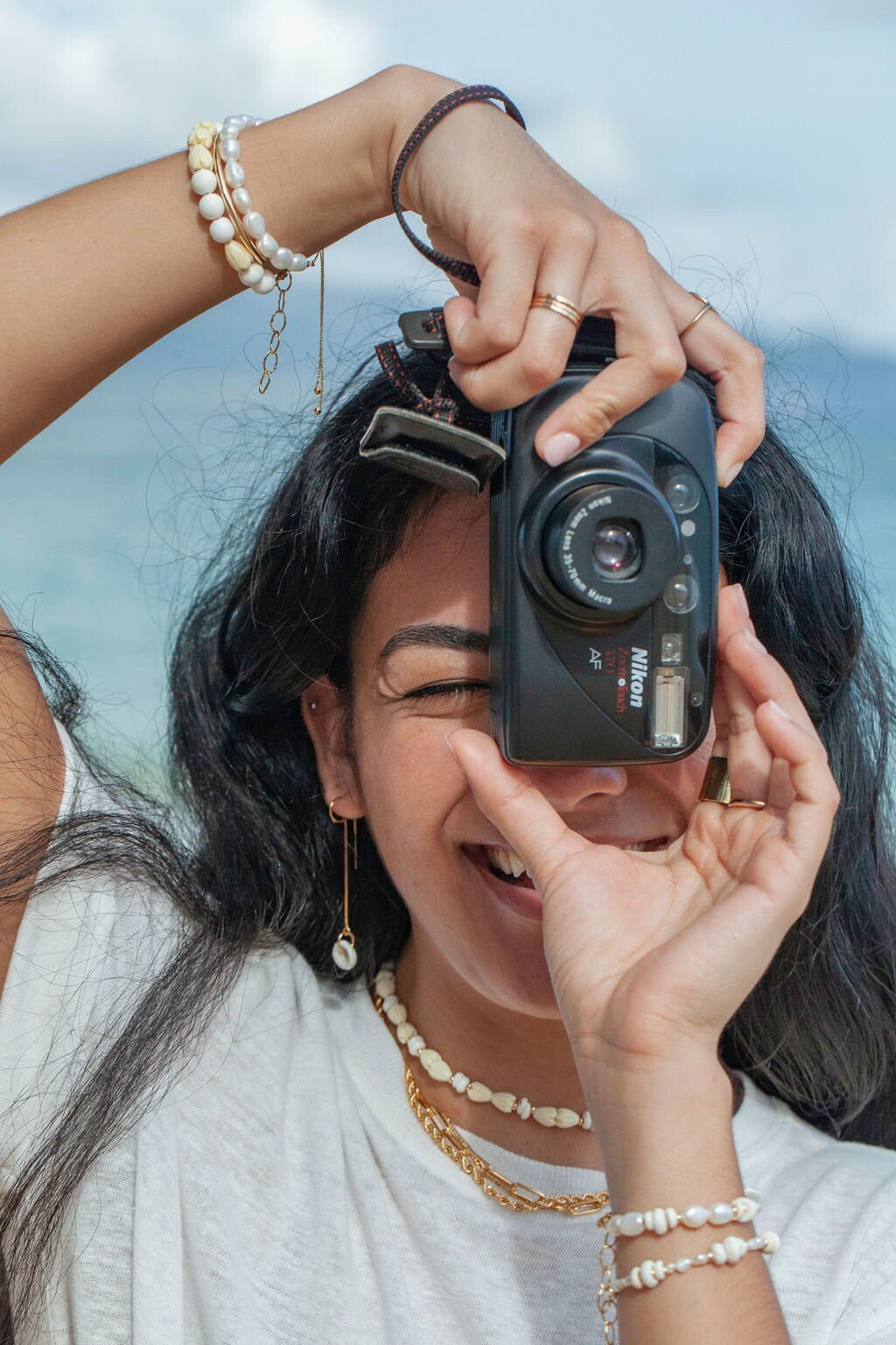 Gold Puka Shell Threader Earrings - Auali'i