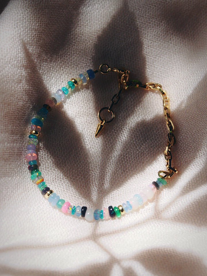 Rainbow Opal & Gold Chain Bracelet - Hau’oli