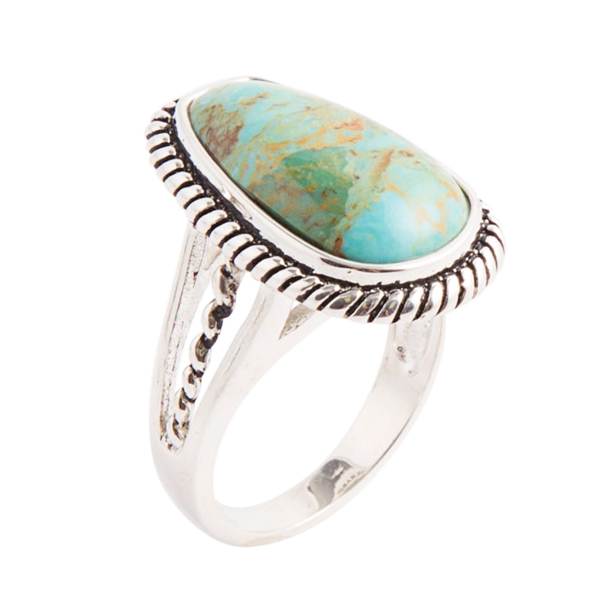 Roped Turquoise Ring - Sterling Silver