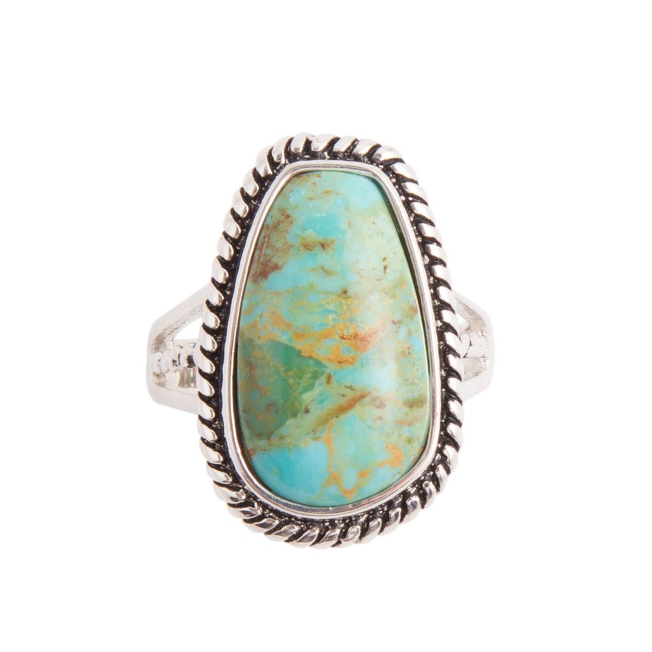 Roped Turquoise Ring - Sterling Silver