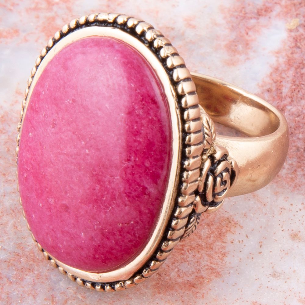 Rosie Pink Rhodonite and Golden Bronze Ring