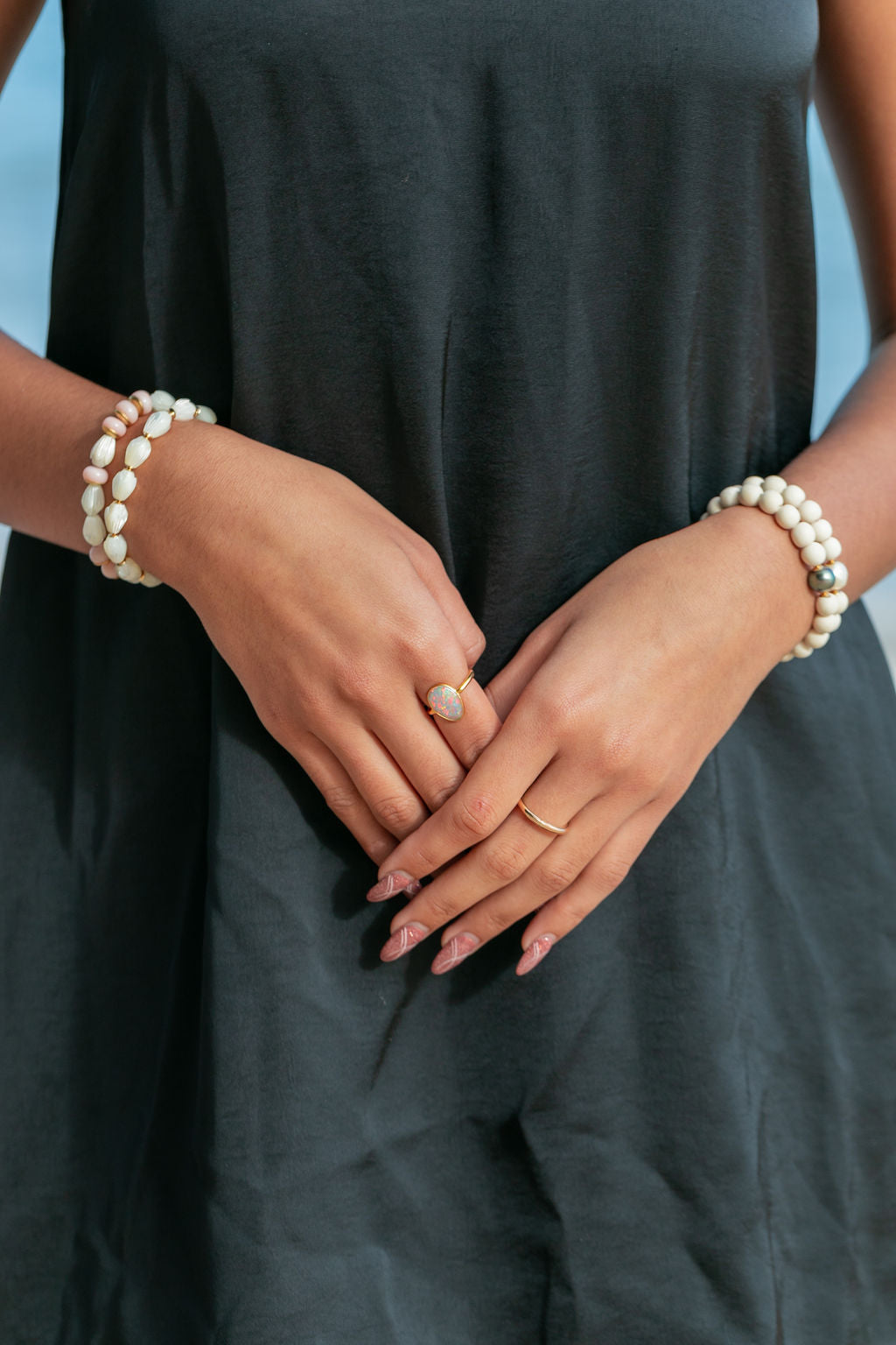 Stretchy Mother of Pearl Pikake Bracelet - Anela