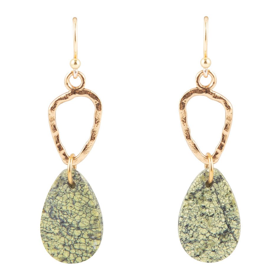 Russian Serpentine and Bronze Drop Earrings