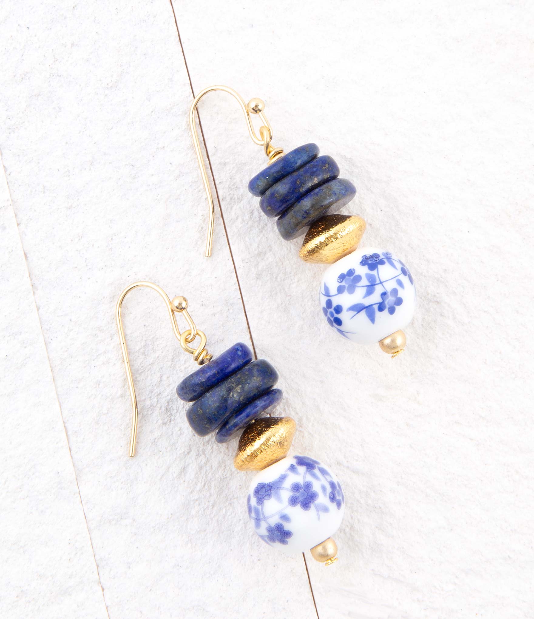 Santorini Cobalt Blue Lapis Drop Earrings