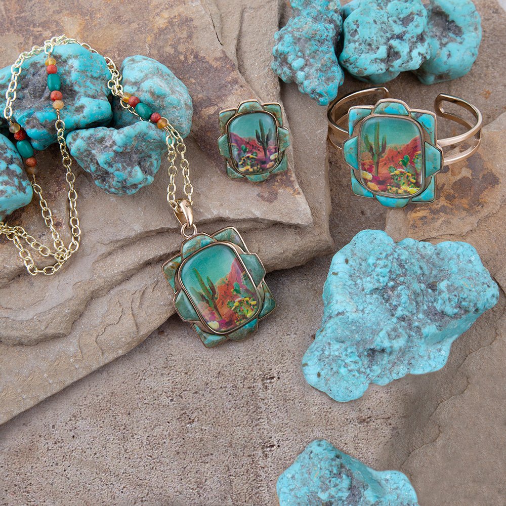 Scenic Desert Sedona Blue Turquoise Golden Ring