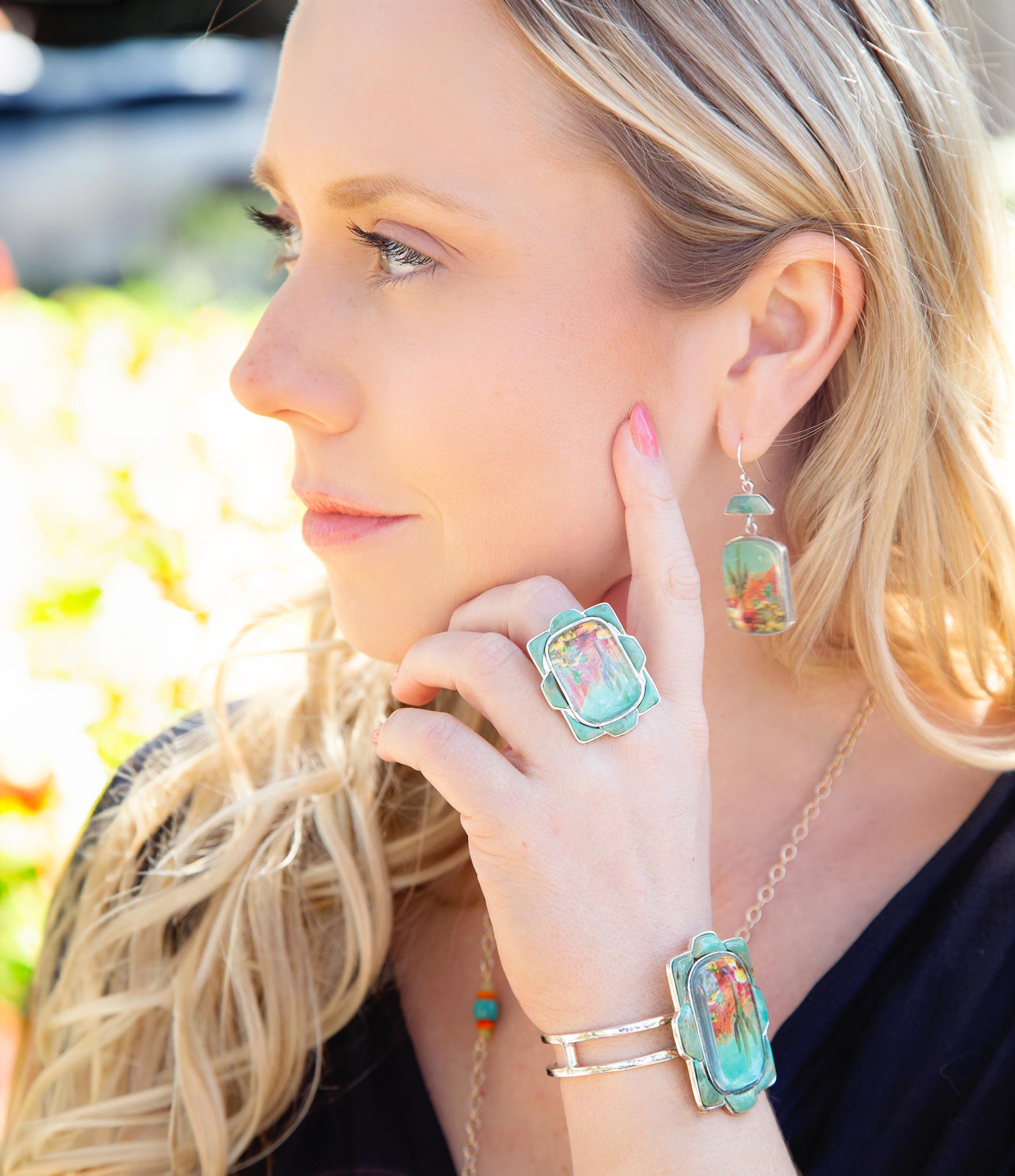 Scenic Desert Sedona Blue Turquoise Golden Ring