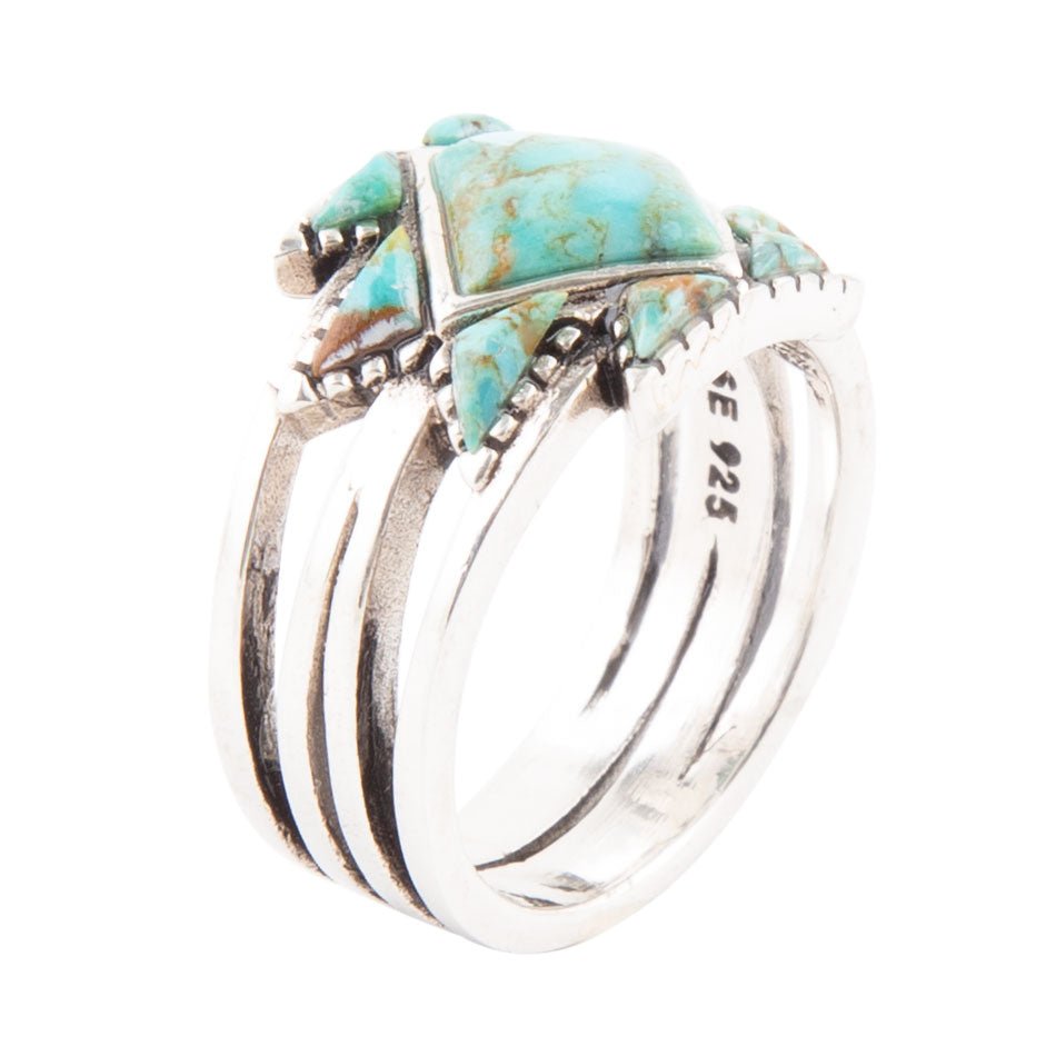 Sharp Blue Turquoise and Sterling Silver Ring